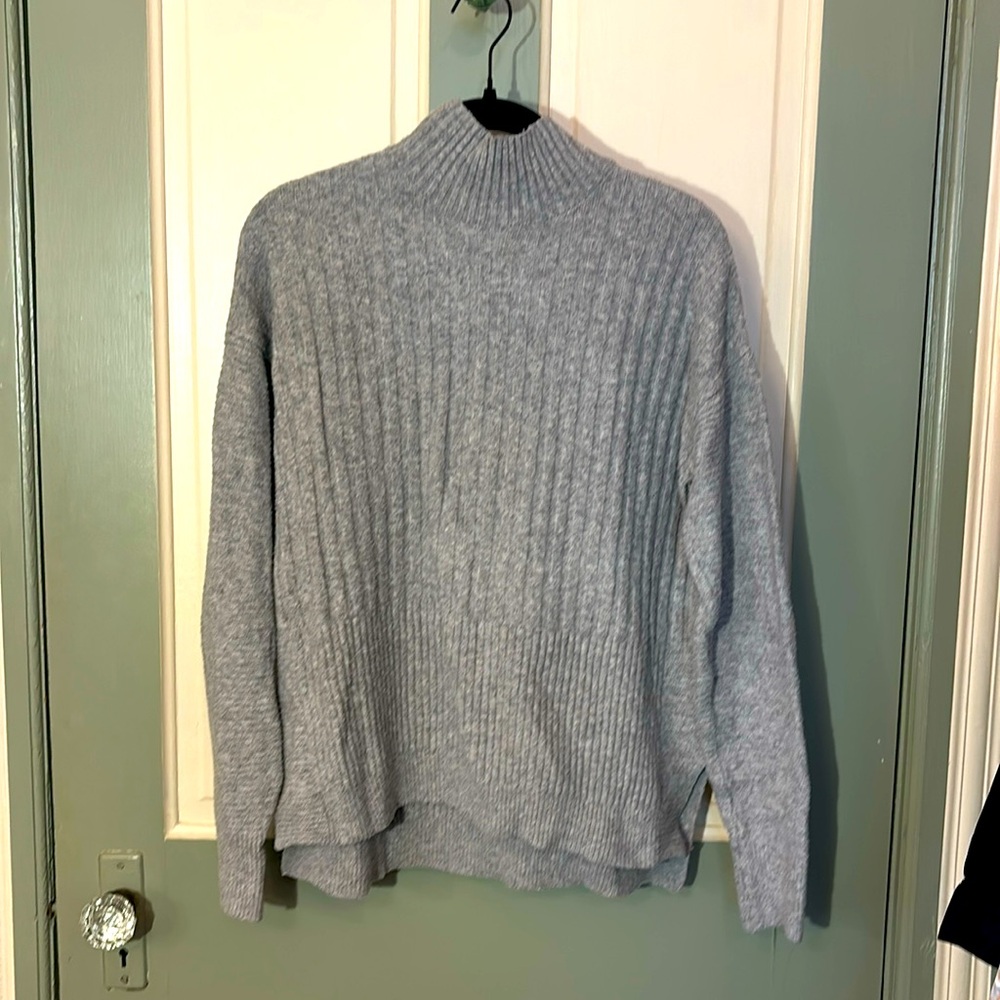soft dove grey mock turtleneck